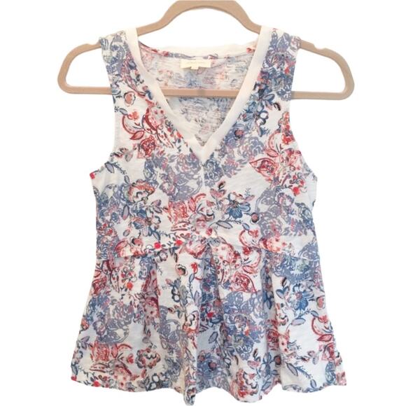 Anthropologie Deletta Summer Floral Peplum Tank Small - Picture 2 of 6